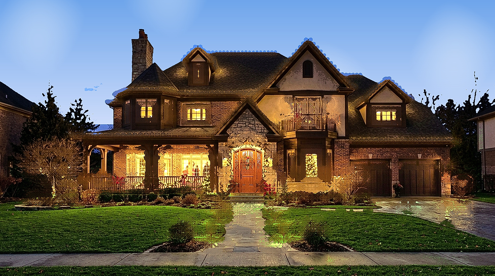 Luxury residence during the day prior to custom holiday lighting installation